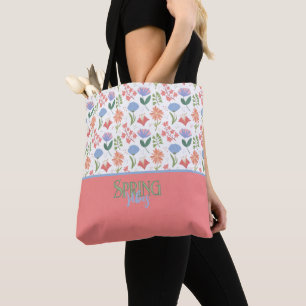 Bolso De Tela Paleta Dulce de Vibraciones de Primavera Florecill