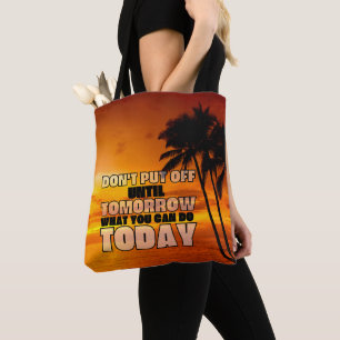 Bolso De Tela Palm beach ocean sunset frase motivadora