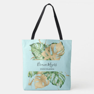 Bolso De Tela Palm de vegetación acuática deja el oro Verde azul