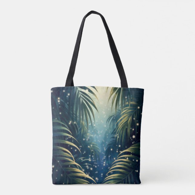 Bolso De Tela Palm leaves illuminated by moon and fireflies (Reverso)