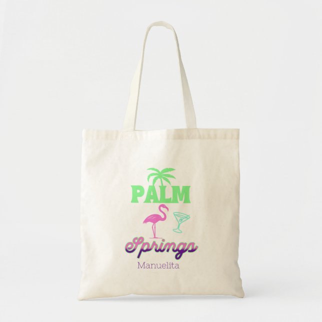 Bolso De Tela palm springs flamingo tropical bachelorette party (Frente)