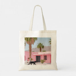 Bolso De Tela Palm Springs Pink House Tote Bag | Desierto retro