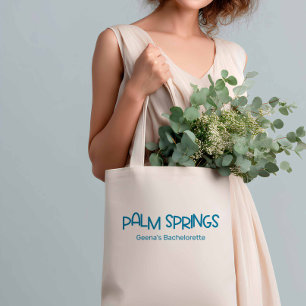 Bolso De Tela Palm Springs Retro Bachelorette Azul Minimalista