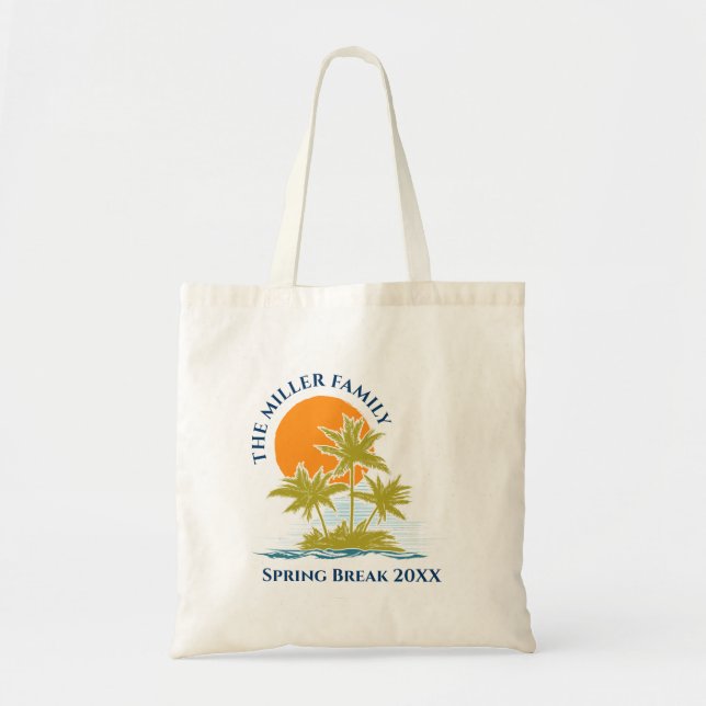 Bolso De Tela Palm Tree Beach Trip Sunset Cute Personalizado (Frente)