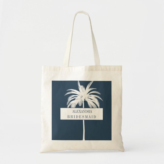 Bolso De Tela Palm Tree Blanco de la dama de honor Elegante Moda (Frente)