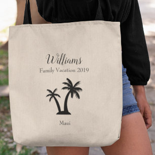 Bolso De Tela Palm Tree Keepsake para vacaciones tropicales fami
