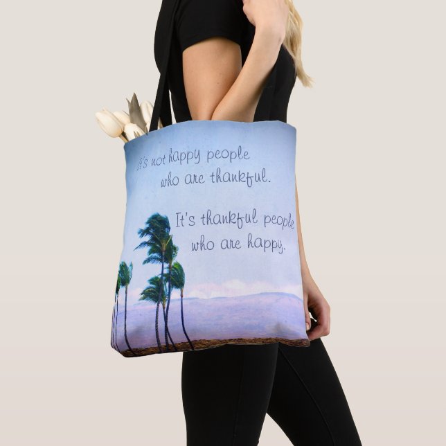 Bolso De Tela Palm Tree Photo Hawaii Cita de personas felices gr (Detalle)