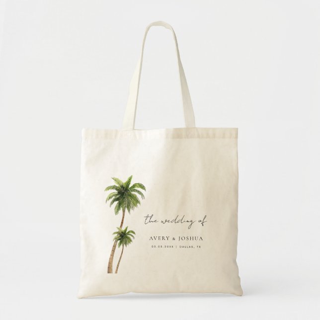 Bolso De Tela Palm Tree Tropical Destination Wedding Favor (Frente)
