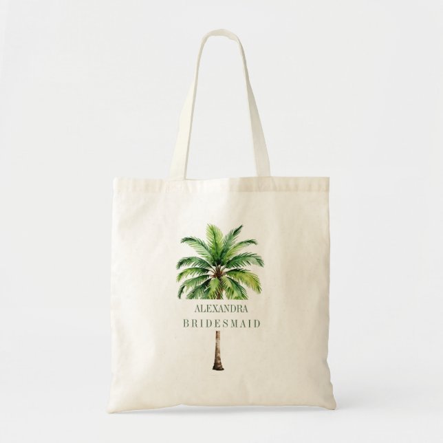Bolso De Tela Palm Tree Watercolor Elegante Moderno (Frente)