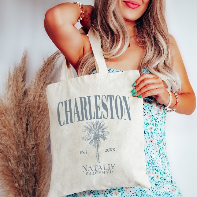 Bolso De Tela Palm Trees de Lujo Charleston Bachelorette Costera (Subido por el creador)