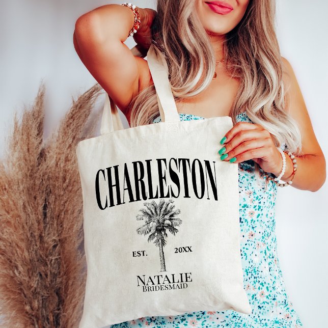 Bolso De Tela Palm Trees de Lujo Charleston Bachelorette Costera (Subido por el creador)