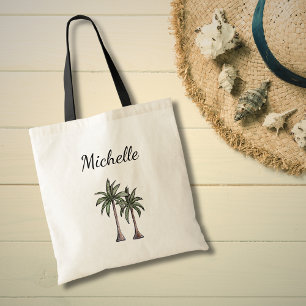 Bolso De Tela Palm Trees Tropicales Foliage Botánico