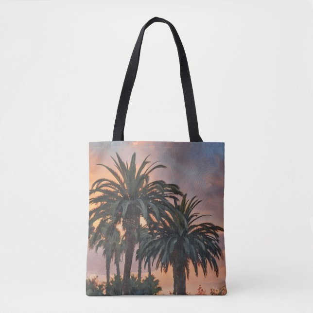Bolso De Tela Palm Treps Sunset Tropical Art Tote Bag (Anverso)