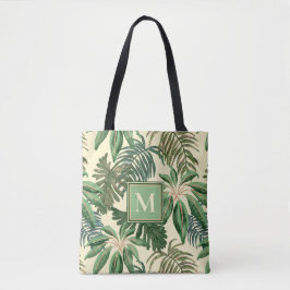 Bolso De Tela Palm tropical deja un monograma acuarela
