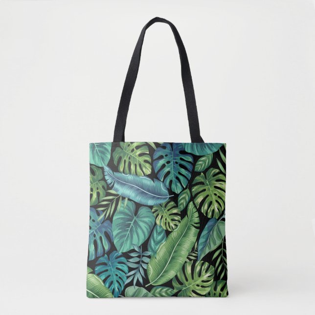 Bolso De Tela Palm tropical verde y Verde azulada Banana Monster (Anverso)