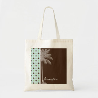 Bolso De Tela Palma tropical; Verde salvia y Brown