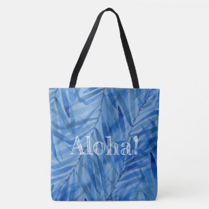 Bolso De Tela Palmas acuarela hawaiano reversible tropical
