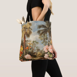 Bolso De Tela Palmas Tropicales Botánicas Vintage