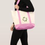 Bolso De Tela Palmas tropicales Monograma Boda rosa Rubor<br><div class="desc">Ubicación de destino - Palms Tropicales Playa Botánica Rubor Pink and Green Watercolor Spring Wedding Monograma Bolsas de Tote sobre el fondo del lienzo - incluye una tipografía de escritura hermosa y elegante con hojas botánicas modernas y vegetación para el regalo especial para un Boda, ducha de novia (novia o...</div>