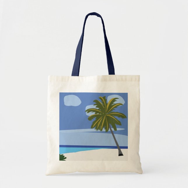 Bolso De Tela Palmera de playa  (Frente)