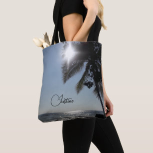 Bolso De Tela Palmera iluminada por el sol Personalizado
