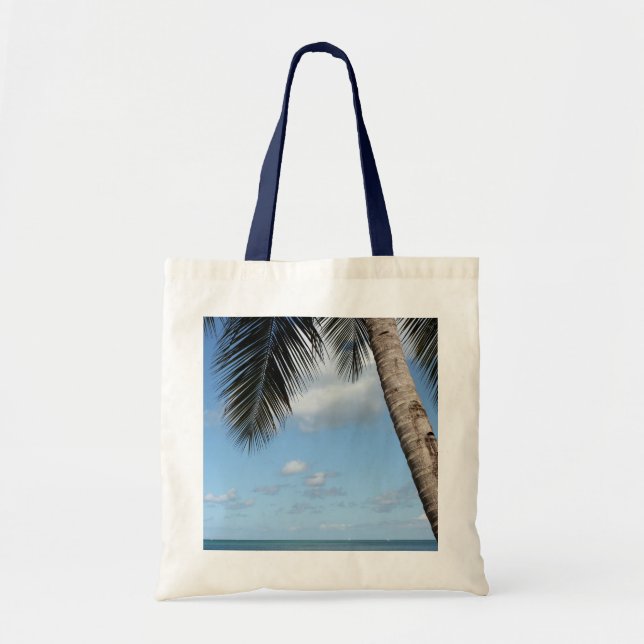 Bolso De Tela Palmera y mar del Caribe (Frente)