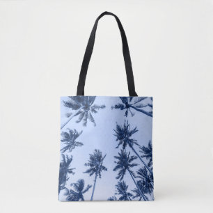 Bolso De Tela Palmeras altas, cielo azul claro.