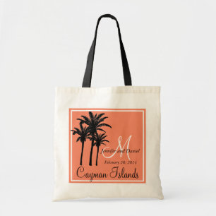 Bolso De Tela Palmeras anaranjadas de la boda de playa