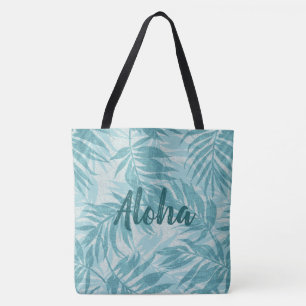 Bolso De Tela Palmeras Areca Hawaianas Tropicales Vintage