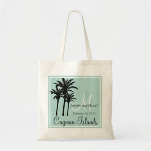 Bolso De Tela Palmeras de la boda de playa de la verde menta