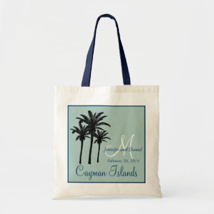 Bolso De Tela Palmeras de la boda de playa de los azules marinos