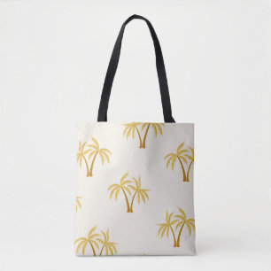Bolso De Tela Palmeras de Oro: Textil Tropical.