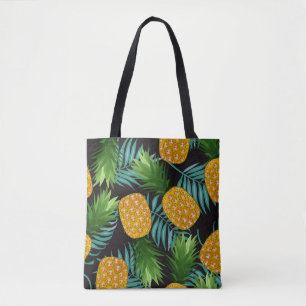 Bolso De Tela Palmeras de piña Tapiz negro