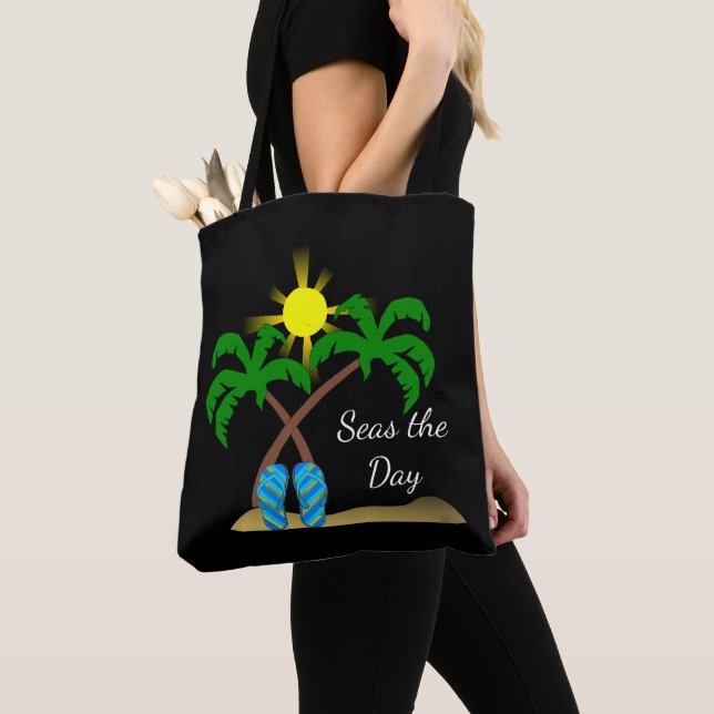 Bolso De Tela Palmeras de playa y chanclas (Detalle)