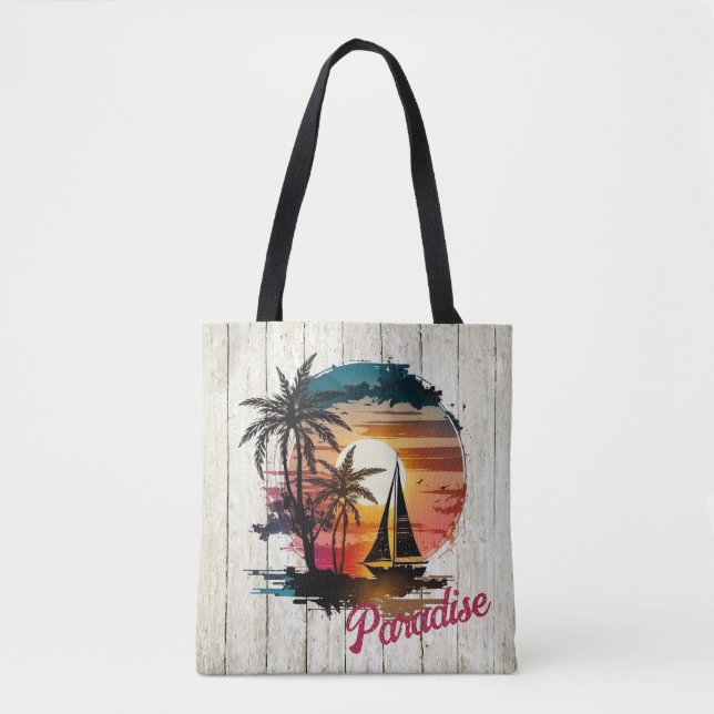 Bolso De Tela Palmeras de vela rosadas Tropicales (Anverso)