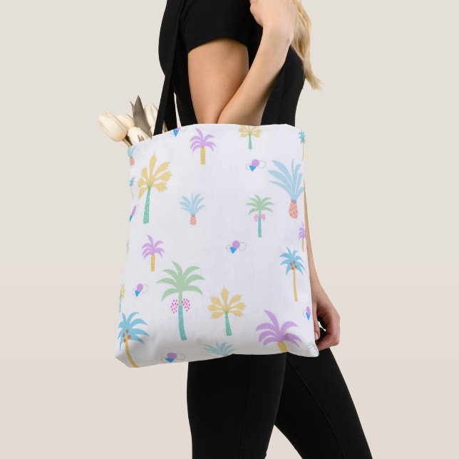 Bolso De Tela Palmeras Gráficas Retro (Detalle)