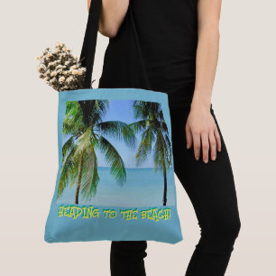 BOLSO DE TELA PALMERAS/MAR TURQUESA/CAMINO A LA PLAYA