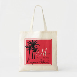 Bolso De Tela Palmeras negras rojas de la boda de playa
