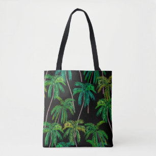 Bolso De Tela Palmeras: Patrón de verano acrílico.