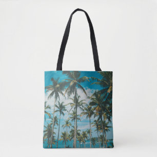 Bolso De Tela Palmeras por encima del océano, de tonalidad vint