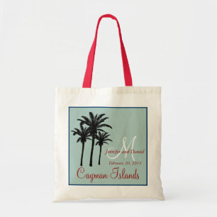 Bolso De Tela Palmeras rojas de la boda de playa de la verde