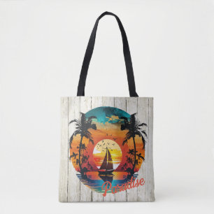 Bolso De Tela Palmeras Tropical Sunset Sailing Beach