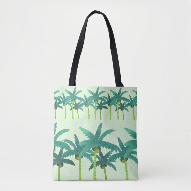 Bolso De Tela Palmeras Tropicales: Cinta de agua sin foco. (Anverso)