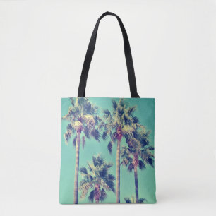 Bolso De Tela Palmeras tropicales contra un cielo verde azulado