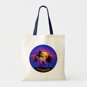 Bolso De Tela Palmeras Tropicales de Atardecer