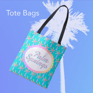 Bolso De Tela Palmeras tropicales de color azul turquesa retro P