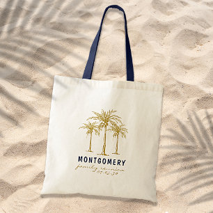 Bolso De Tela Palmeras Tropicales Doradas Reunión Familiar Perso