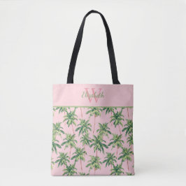 Bolso De Tela Palmeras Tropicales en Monograma Rosa
