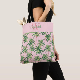 Bolso De Tela Palmeras Tropicales en Monograma Rosa