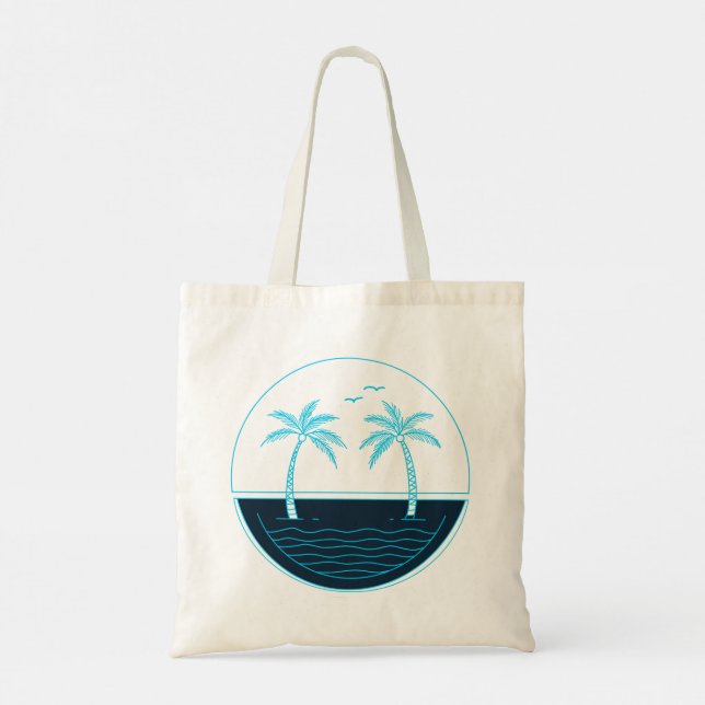 Bolso De Tela Palmeras y playa (Reverso)